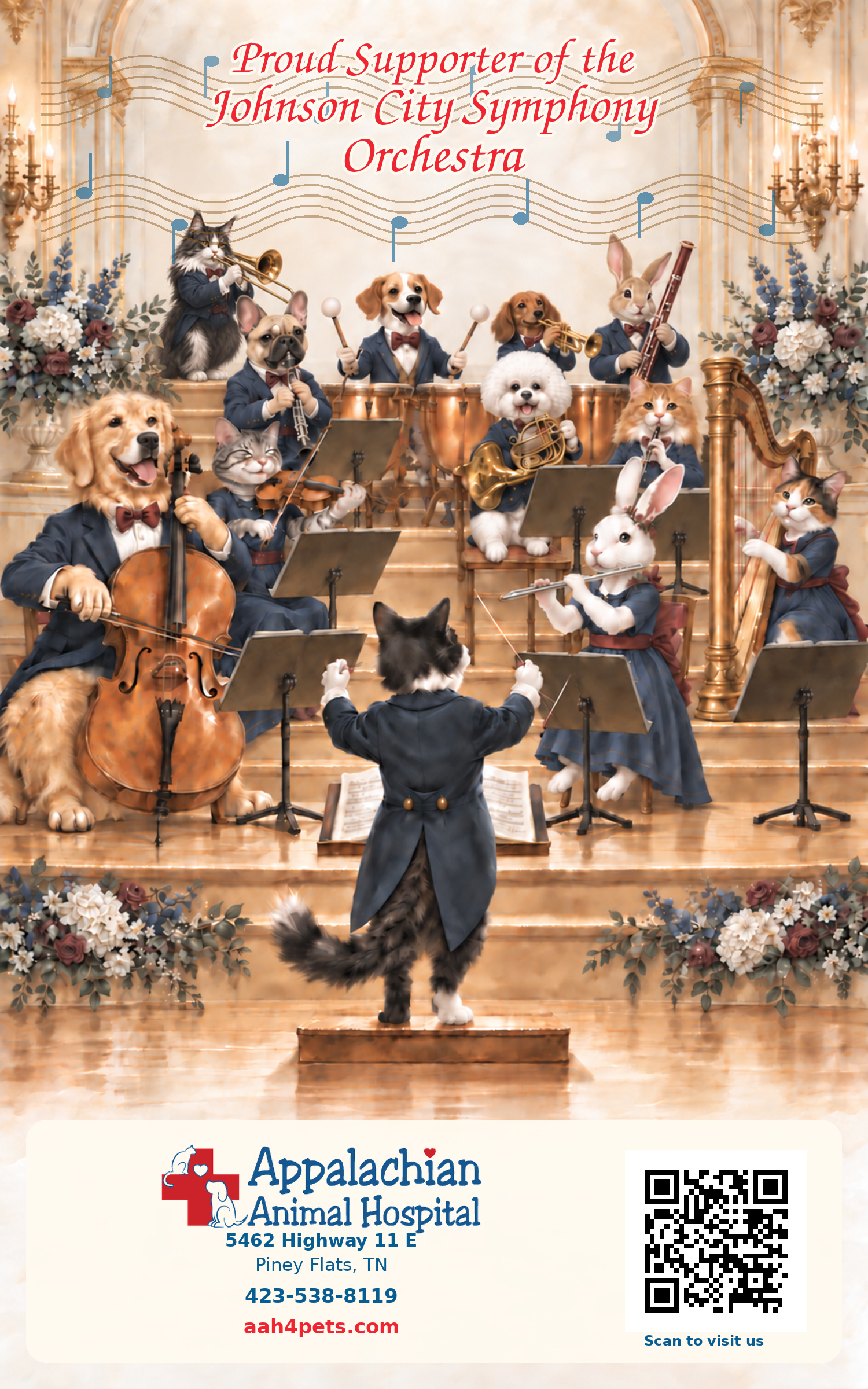 Appalachian Animal Hospital proud supporter of the Johnson City Symphony Orchestra
